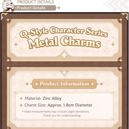 Genshin Impact Q-Style Character Series metal charm product details zinc alloy material charm size information