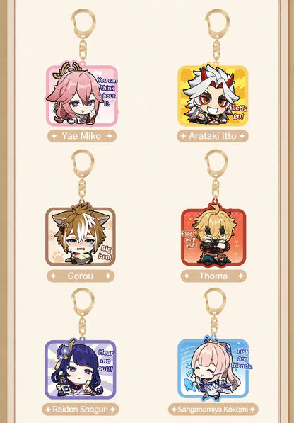 Genshin Q Version Expression Series chibi acrylic keychain collection with holographic details