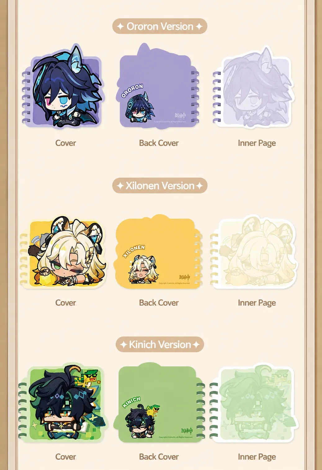 Genshin Q Version Expression Series chibi spiral notepad collection with themed Natlan designs