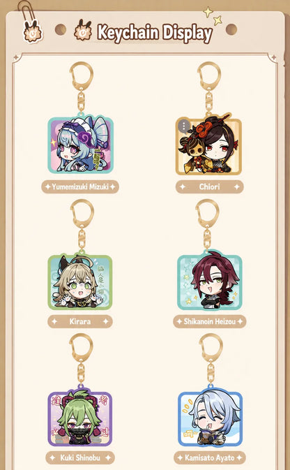 Genshin Q Version Expression Series Inazuma acrylic keychain display featuring multiple characters