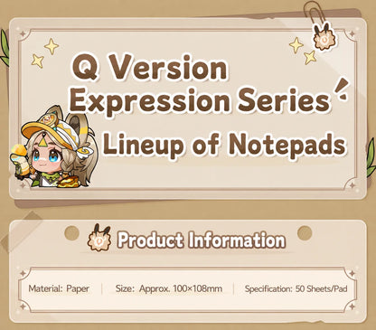 Genshin Q Version Expression Series spiral notepad product information with size and paper details