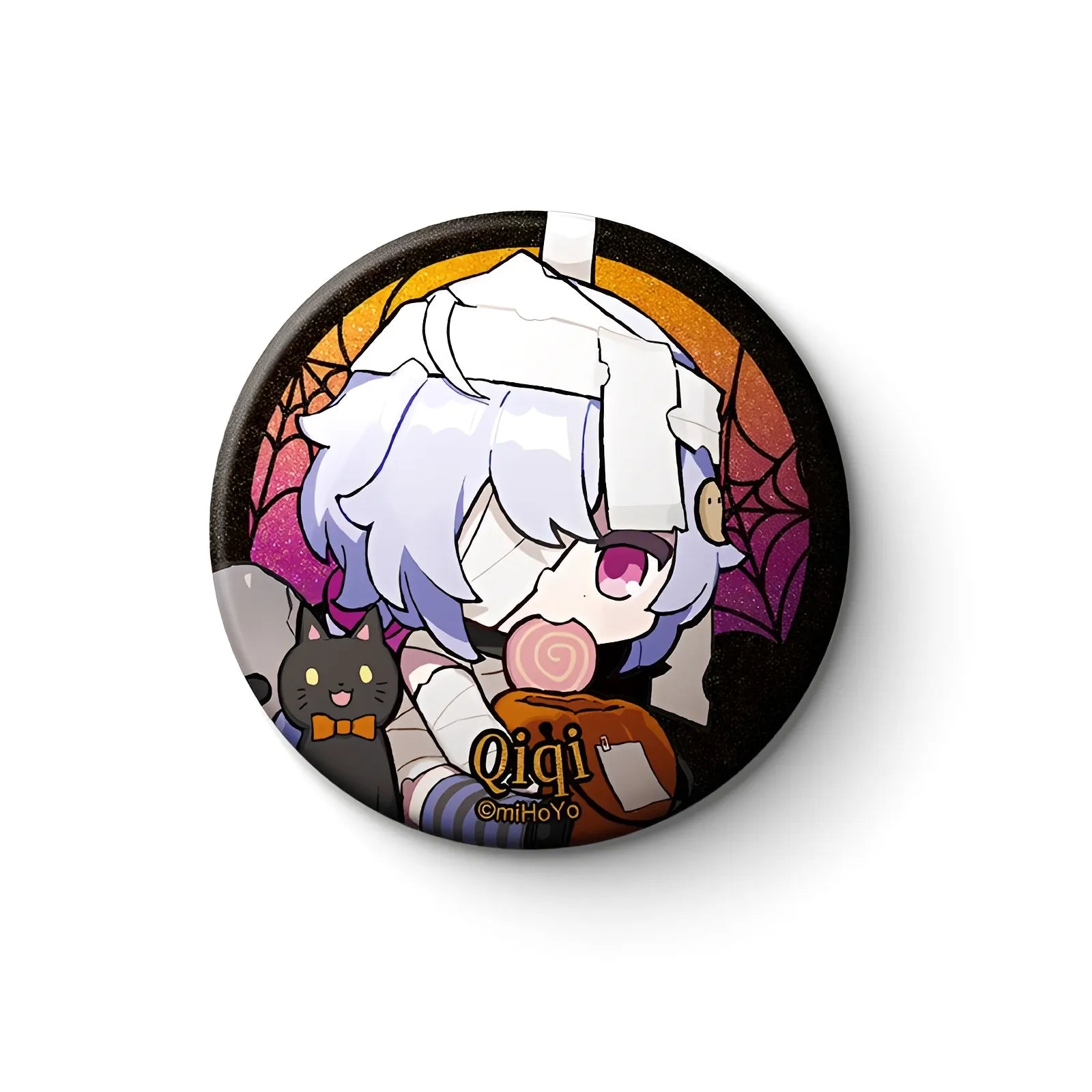 Genshin Impact Qiqi Halloween dress up chibi badge collectible anime pin