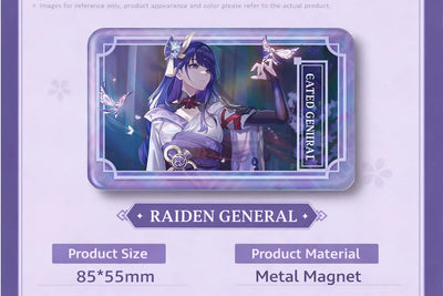 Genshin Impact Raiden Shogun badge product details size 85x55mm tinplate material official merchandise
