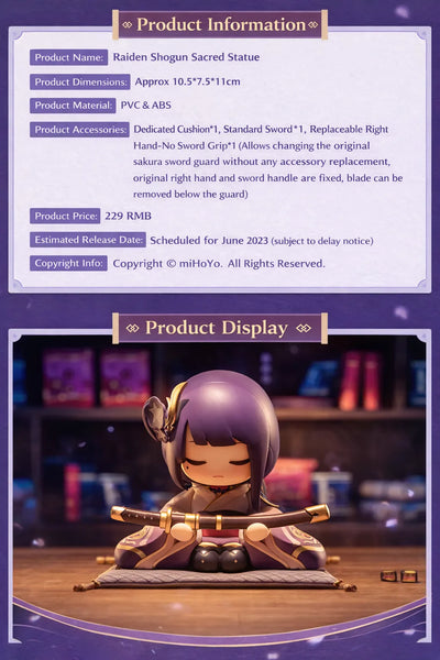 Raiden Shogun chibi figure product information including size material accessories and details