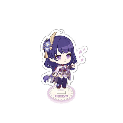 Raiden Shogun Stellar Recollection series acrylic standee with elegant chibi illustration and themed base