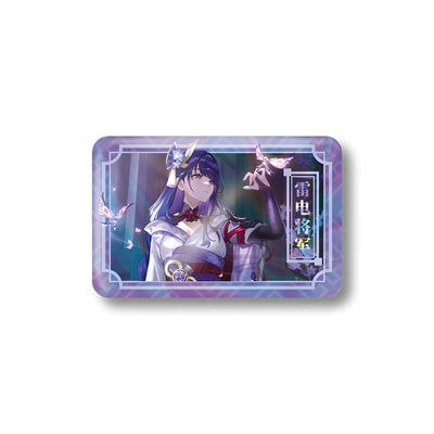 Genshin Impact Raiden Shogun tinplate badge 85x55mm character design front view official merchandise