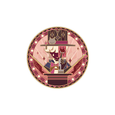 Genshin Rainbow Invitation Series Lyney metal badge with stained glass themed enamel artwork