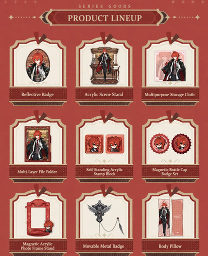 Genshin Diluc scene acrylic stand detail from the Resplendent Feast series featuring tavern themed background artwork