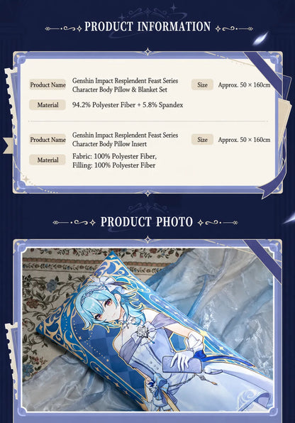 Genshin Impact Resplendent Feast Eula body pillow detail display featuring elegant full-body character artwork
