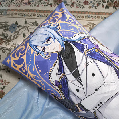 Genshin Resplendent Feast Kamisato Ayato body pillow display featuring refined full-body artwork and elegant decorative details