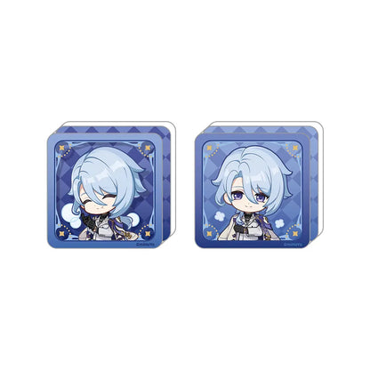 Kamisato Ayato self-adhesive acrylic block from the Resplendent Feast series featuring chibi stamp style display artwork