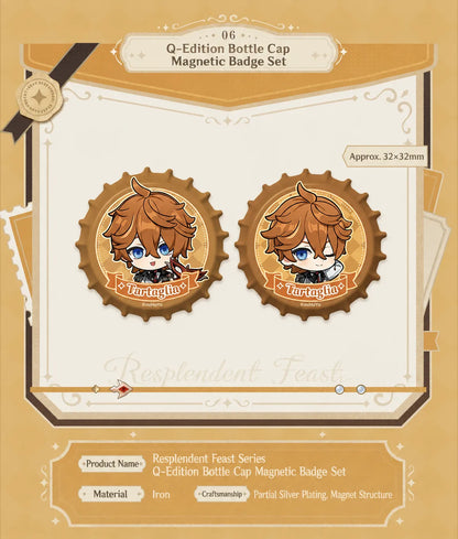 Genshin Impact Tartaglia opening ring and earring accessory set with red crystal pendant