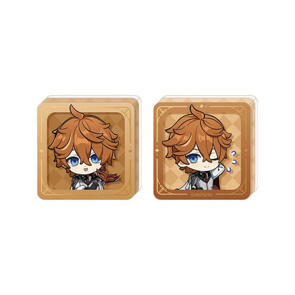 Genshin Impact Tartaglia Resplendent Feast self-inking acrylic brick stamp with chibi artwork