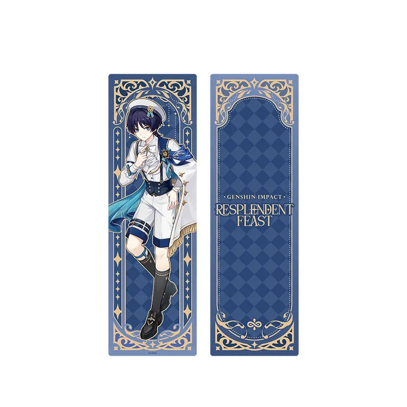 Genshin Resplendent Feast Wanderer body pillow cover featuring detailed full-body character artwork and elegant blue-themed styling
