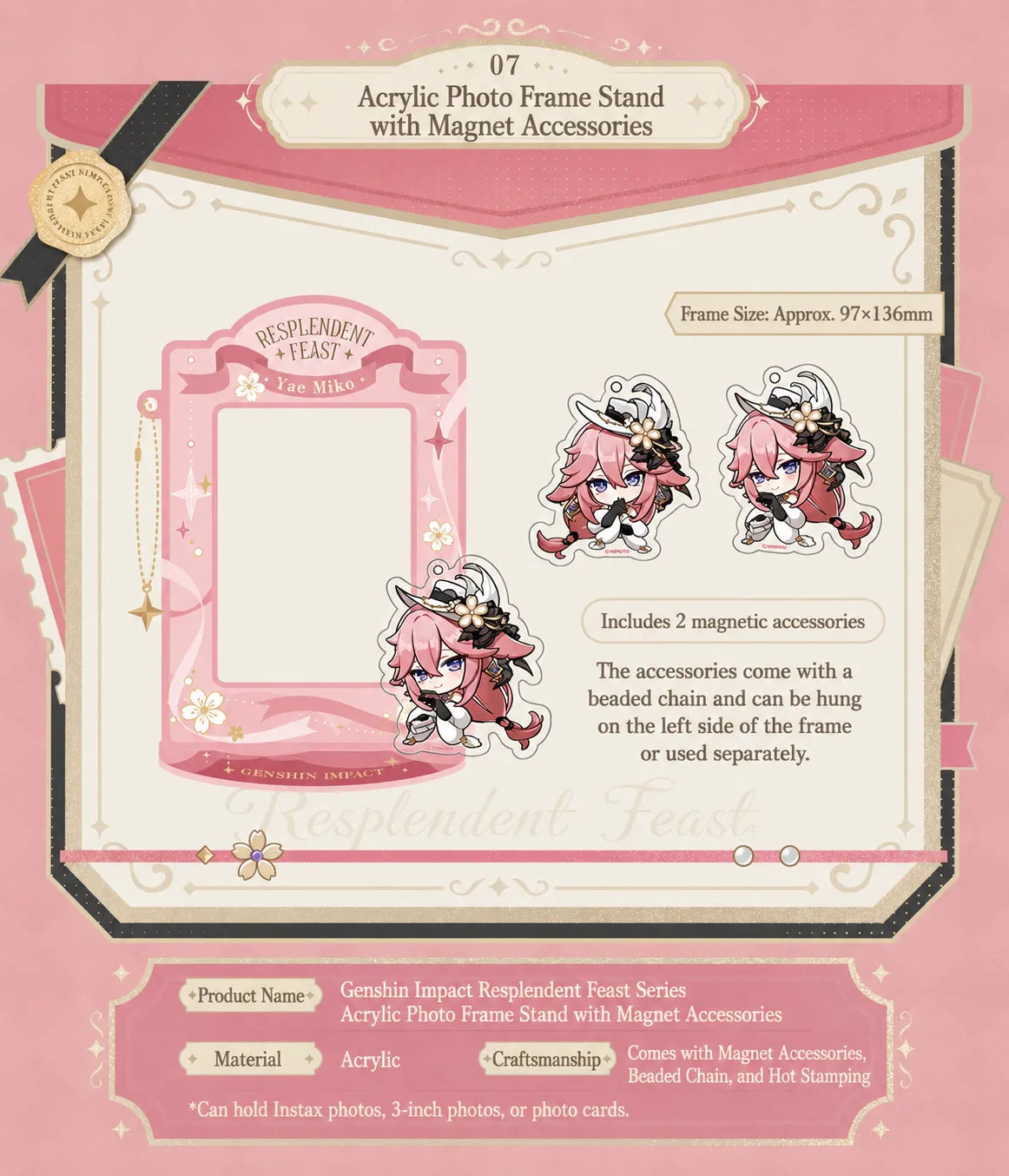 Genshin Impact Resplendent Feast Yae Miko collectible materials and finish close-up