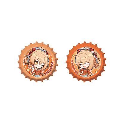 Genshin Impact Yoimiya Resplendent Feast chibi bottle cap magnetic badge set collectible merch