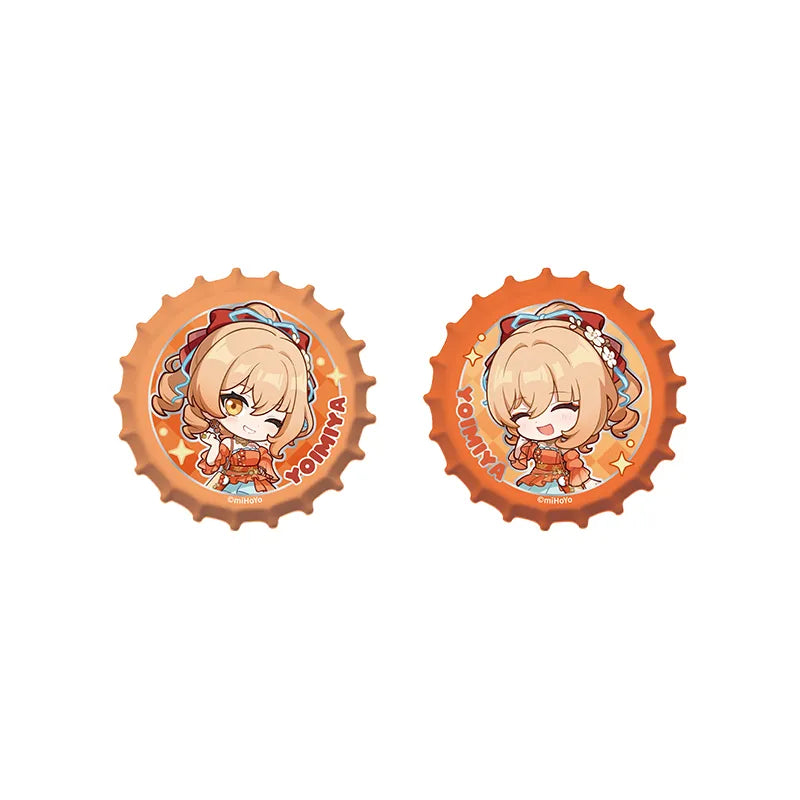Genshin Impact Yoimiya Resplendent Feast chibi bottle cap magnetic badge set collectible merch