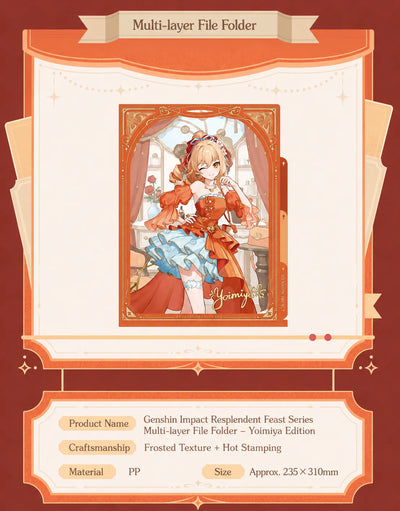 Genshin Impact Yoimiya Resplendent Feast multi-layer file folder stationery details