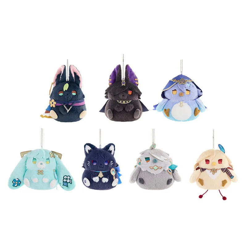 Genshin Impact Rice Ball Series plush charms collection on a white background