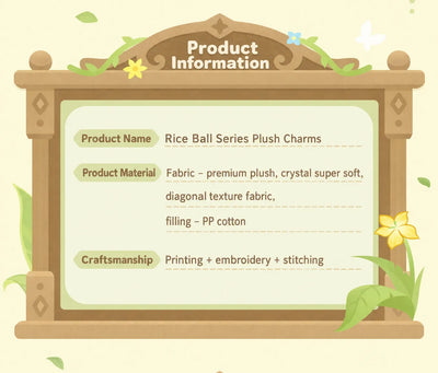 Rice Ball Series plush charm product information and materials