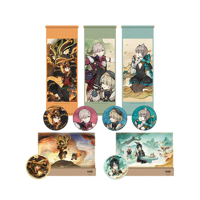 Genshin Impact Rousing Lion Dance series merch collection featuring acrylic LED stands badges and mini wall scrolls