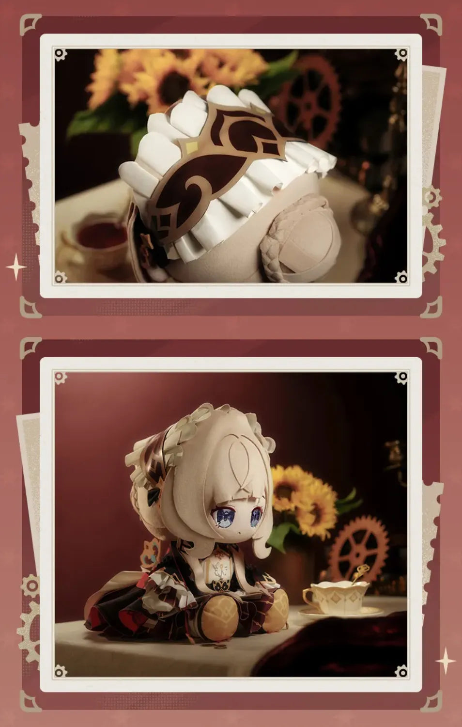 Sandrone plush doll costume details and soft fabric texture