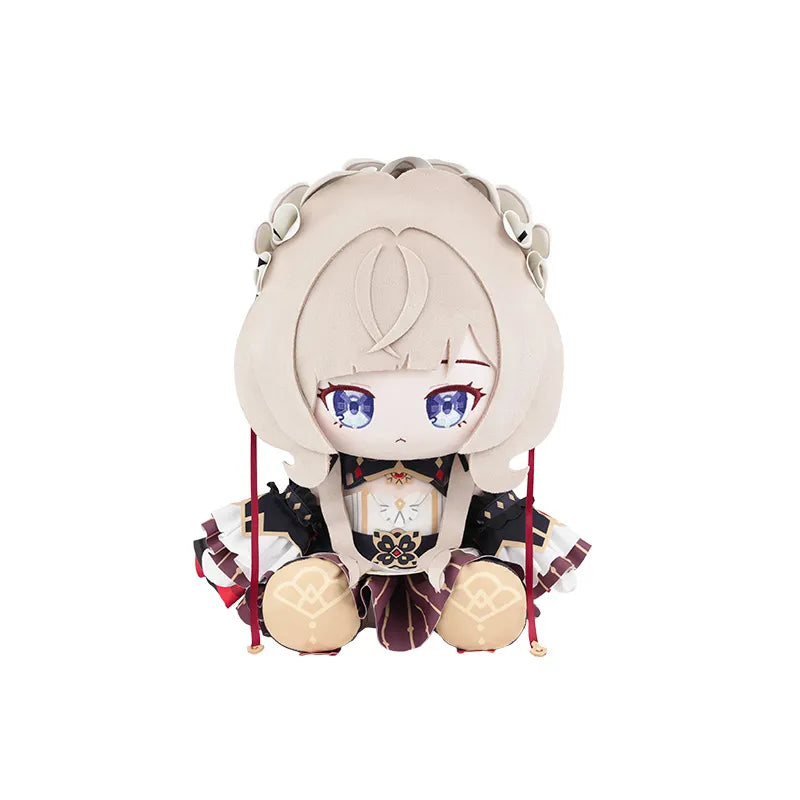 Sandrone sitting plush doll on white background
