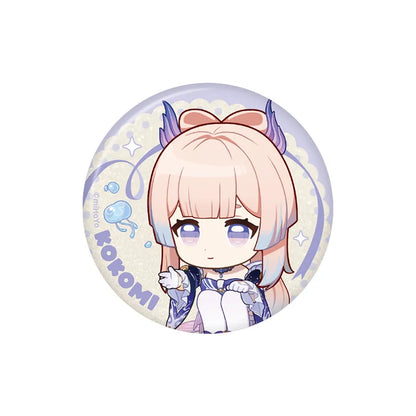 Genshin Impact Sangonomiya Kokomi Stellar Recollection series character badge with ocean-themed chibi artwork