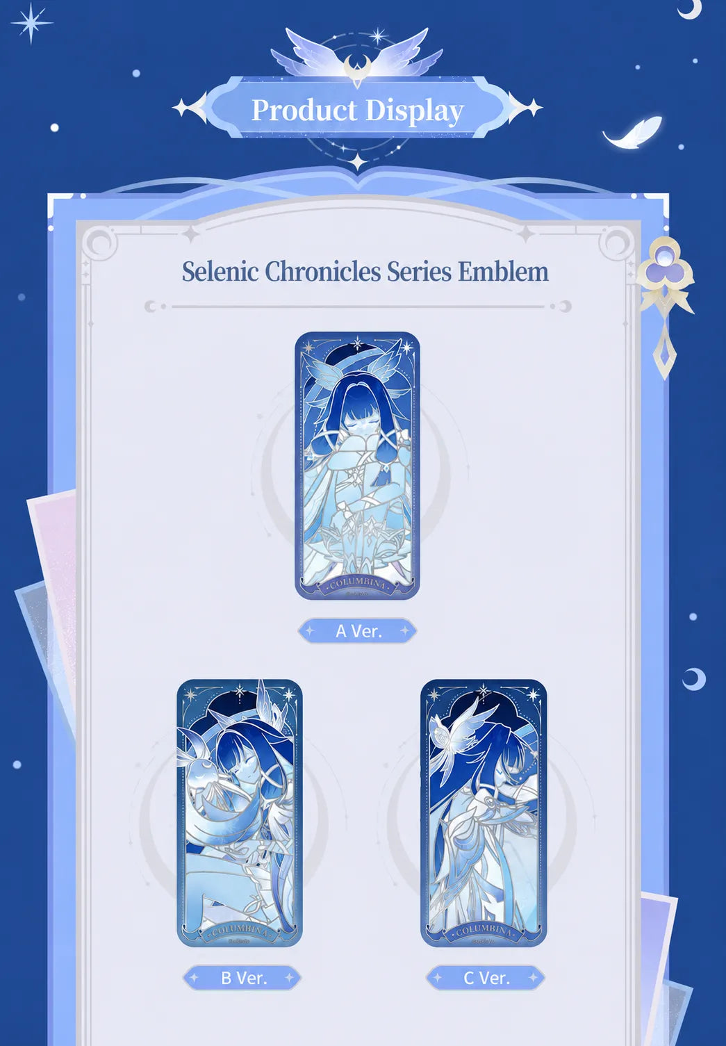 Selenic Chronicles Commemorative Card Set A, B, and C Ver. designs