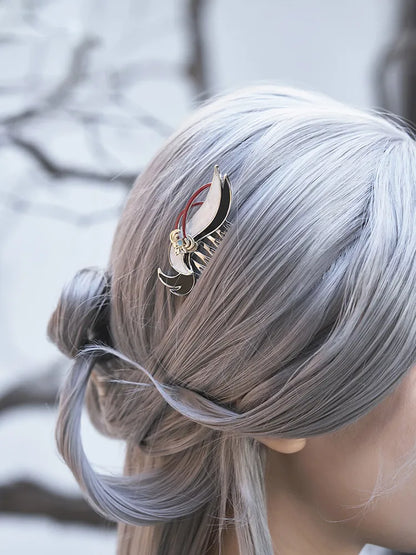 Genshin Impact Shenhe themed accessories real shot with bracelet and hair comb styling showcase