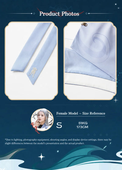 Gradient blue fabric detail from Genshin Impact Shenhe themed outfit set