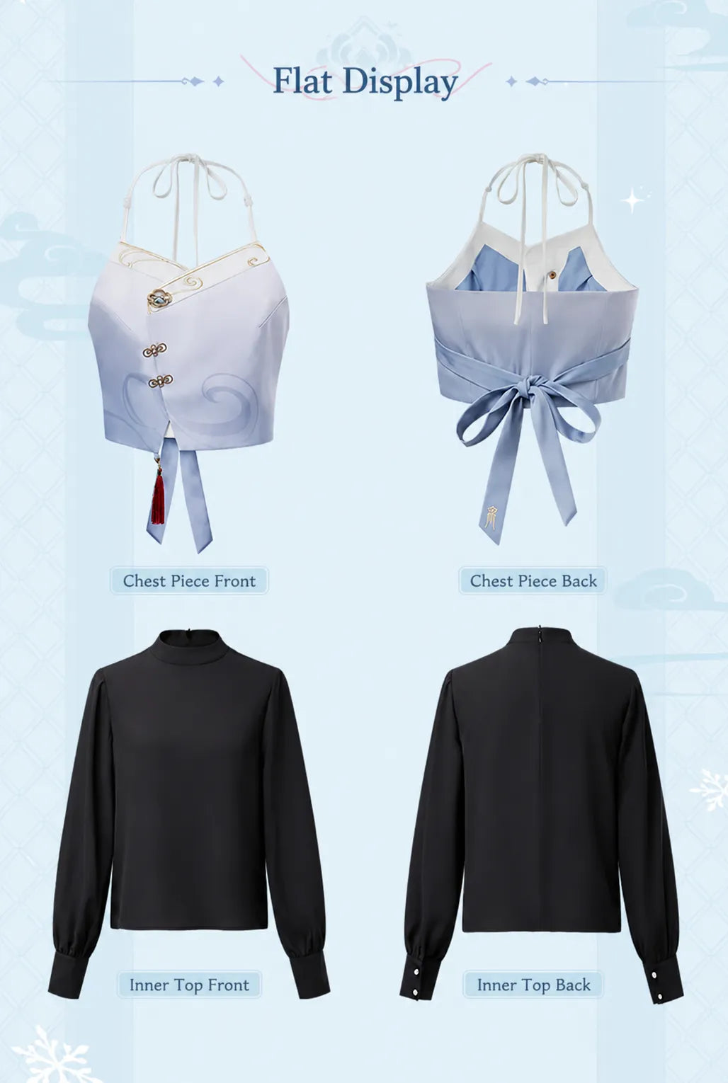 Back tie ribbon design on Genshin Impact Shenhe themed halter top