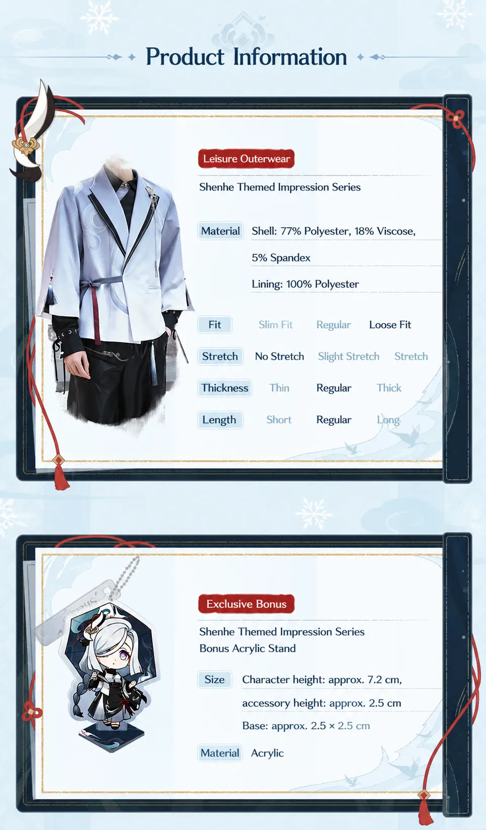 Genshin Impact Shenhe themed impression series bonus acrylic stand accessory