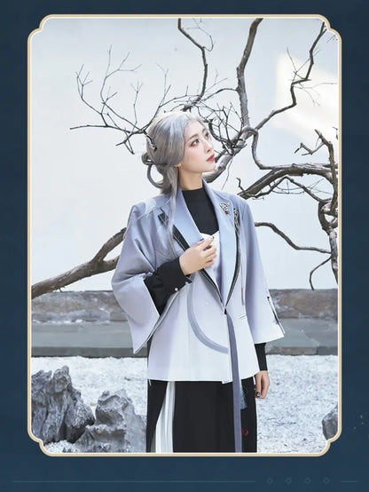 Genshin Impact Shenhe leisure outerwear featuring premium stitching layered accessories and elegant detailing