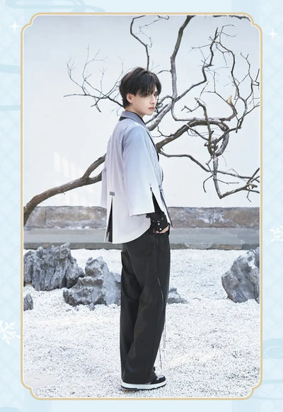 Genshin Impact Shenhe themed leisure outerwear front and back flat display showcase