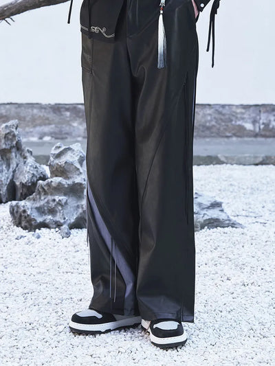 Genshin Impact Shenhe leisure long pants with gradient panel accents and layered fashion details