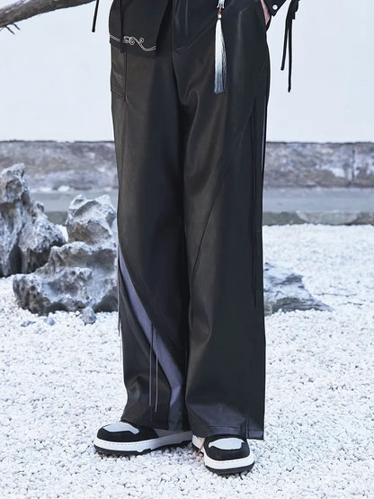 Genshin Impact Shenhe leisure long pants with gradient panel accents and layered fashion details