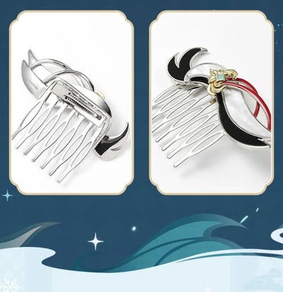 Genshin Impact Shenhe hair comb close up featuring elegant metallic and pearl-like finish