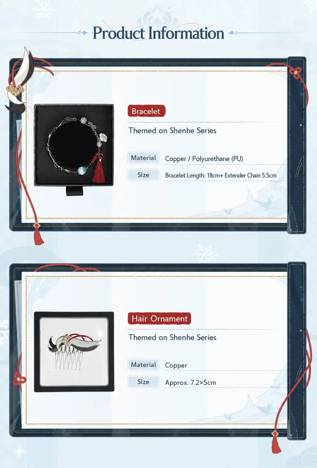 Genshin Impact Shenhe hair comb display shot featuring decorative ornamental styling