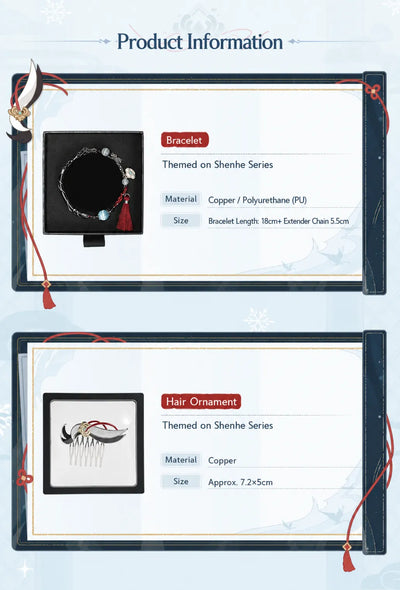 Genshin Impact Shenhe hair comb display shot featuring decorative ornamental styling