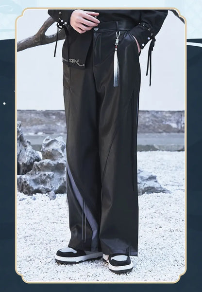 Genshin Impact Shenhe themed leisure long pants male model fitting reference