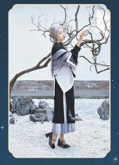 Genshin Impact Shenhe themed leisure outerwear model fitting and size reference display