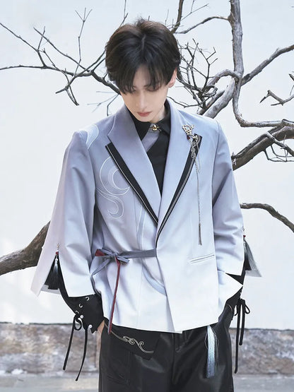 Genshin Impact Shenhe themed leisure outerwear featuring embroidered details and relaxed silhouette