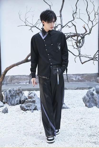 Genshin Impact Shenhe themed leisure long pants fabric composition and texture details