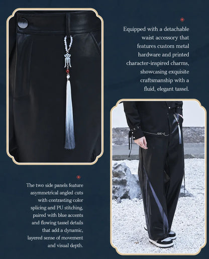 Genshin Impact Shenhe leisure long pants with embossed pocket pattern and elegant stitching details