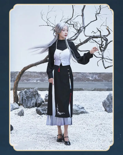 Genshin Impact Shenhe themed impression series half-length skirt real outfit photography showcase