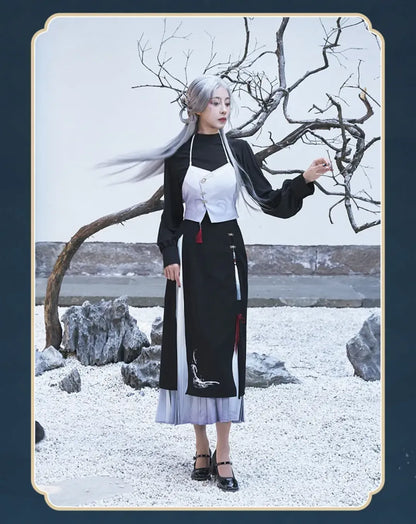 Genshin Impact Shenhe themed impression series half-length skirt real outfit photography showcase