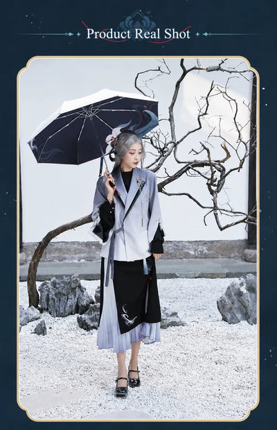 Genshin Impact Shenhe themed half-length skirt front and back flat layout showcase