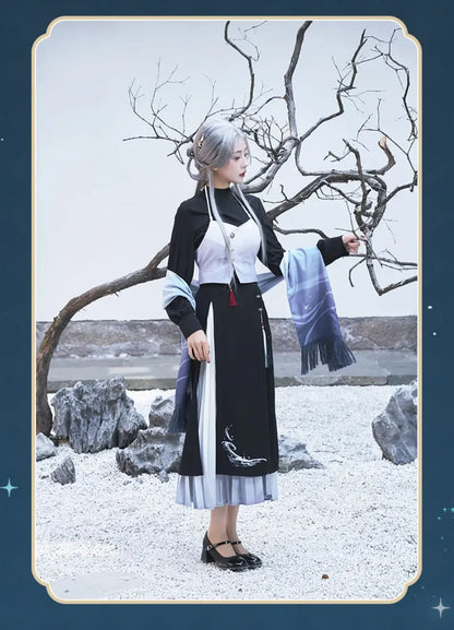 Genshin Impact Shenhe half-length skirt with decorative metallic ornaments tassel accessories and layered details