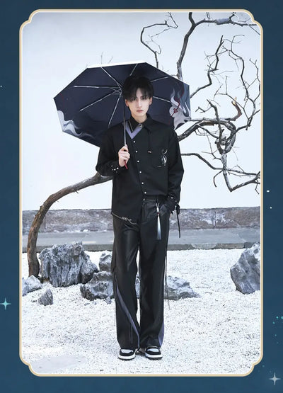 Genshin Impact Shenhe themed casual shirt elegant dark fashion aesthetic display